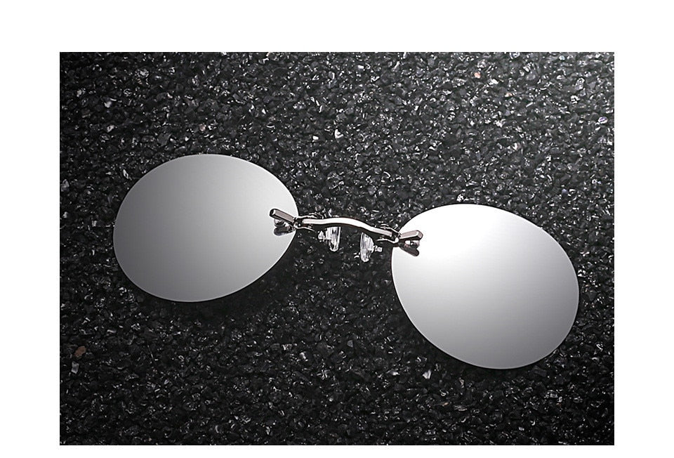 Men's Morpheus' Round Rimless Clip On The Matrix ' Metal Sunglasses ...