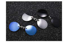 Men's Morpheus' Round Rimless Clip On The Matrix ' Metal Sunglasses