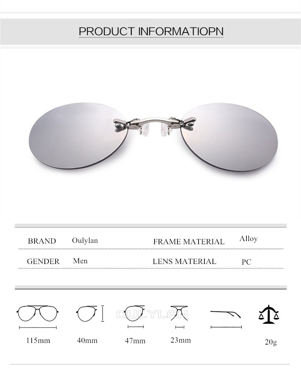 Men's Morpheus' Round Rimless Clip On The Matrix ' Metal Sunglasses ...