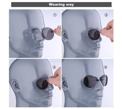 Men's Morpheus' Round Rimless Clip On The Matrix ' Metal Sunglasses