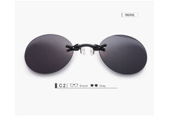 Men's Morpheus' Round Rimless Clip On The Matrix ' Metal Sunglasses