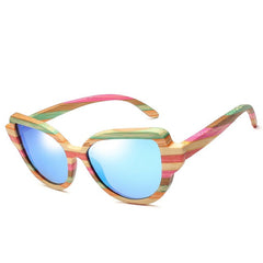 Unisex Polarized Cat Eye 'Africa' Wooden Bamboo Sunglasses