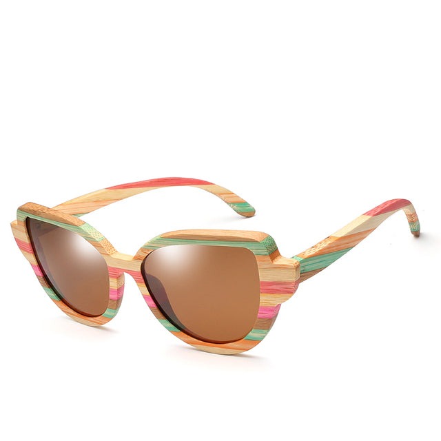 Unisex Polarized Cat Eye 'Africa' Wooden Bamboo Sunglasses