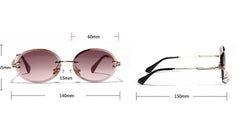 Women's Rimless Oval 'Elite Fair' Metal Sunglasses