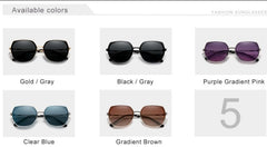 Women's Polarized Square 'New Regime' Metal Sunglasses