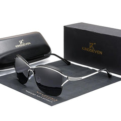 Women's Oversized Polarized Square 'Butterfly' Metal Sunglasses