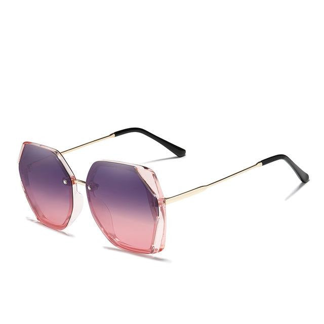 Women's Polarized Large Square 'Provence' Metal Sunglasses