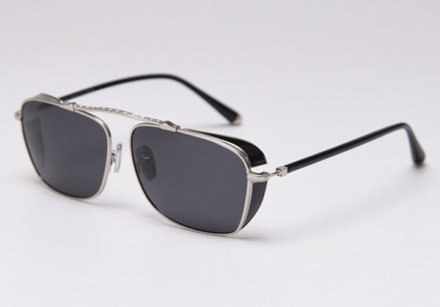 Men's Polarized Square Side Shields 'Rider' Metal Sunglasses