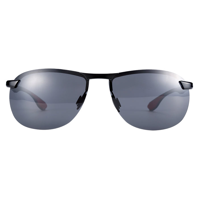 Men's Polarized Semi Rimless Aviator 'Goose' Metal Sunglasses