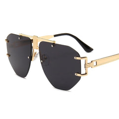 Men's Oversized Rimless Aviator 'Emcy Hammer' Metal Sunglasses