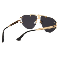 Men's Oversized Rimless Aviator 'Emcy Hammer' Metal Sunglasses