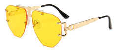 Men's Oversized Rimless Aviator 'Emcy Hammer' Metal Sunglasses