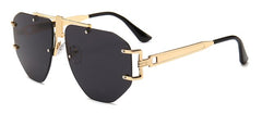 Men's Oversized Rimless Aviator 'Emcy Hammer' Metal Sunglasses