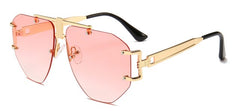 Men's Oversized Rimless Aviator 'Emcy Hammer' Metal Sunglasses