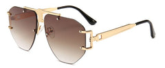 Men's Oversized Rimless Aviator 'Emcy Hammer' Metal Sunglasses