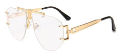 Men's Oversized Rimless Aviator 'Emcy Hammer' Metal Sunglasses