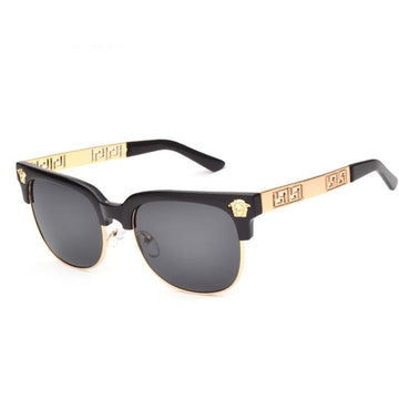 Unisex Oversized Round 'Golden Men' Metal  Sunglasses