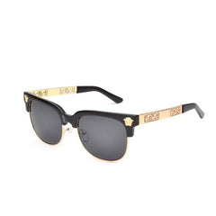 Unisex Oversized Round 'Golden Men' Metal  Sunglasses