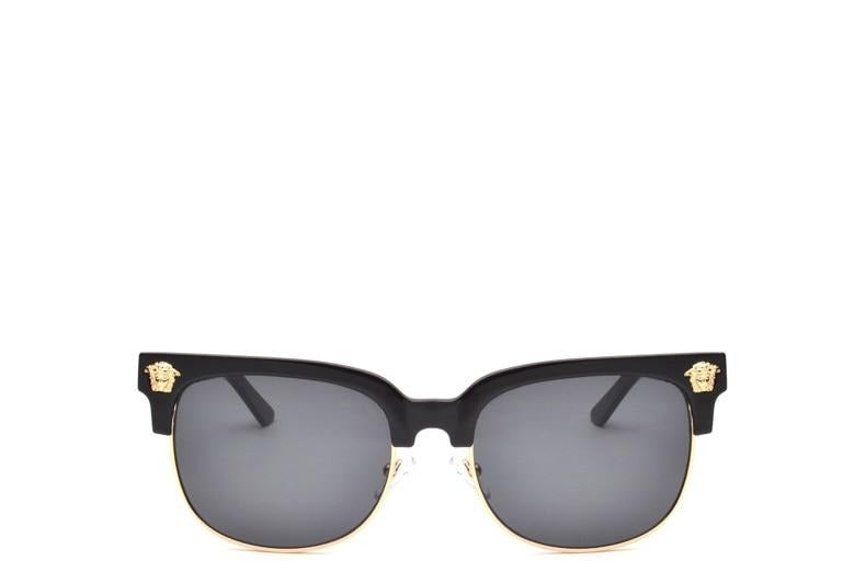 Unisex Oversized Round 'Golden Men' Metal  Sunglasses