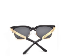 Unisex Oversized Round 'Golden Men' Metal  Sunglasses