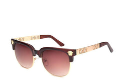 Unisex Oversized Round 'Golden Men' Metal  Sunglasses