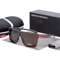 Men's Oversized Polarized Rectangle 'Cristiano' Plastic and Titanium Sunglasses