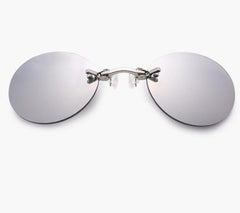 Men's Morpheus' Round Rimless Clip On The Matrix ' Metal Sunglasses