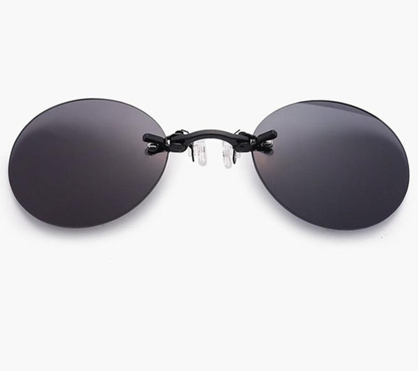 Men's Morpheus' Round Rimless Clip On The Matrix ' Metal Sunglasses