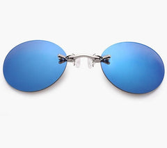 Men's Morpheus' Round Rimless Clip On The Matrix ' Metal Sunglasses