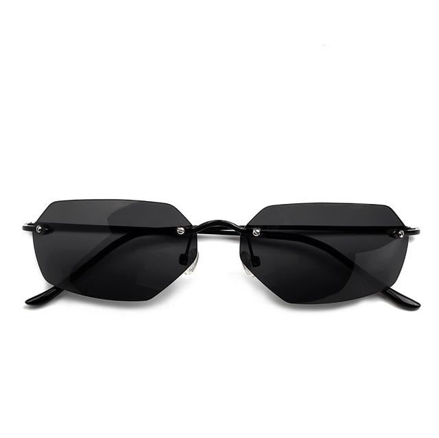 Men's Rimless Polarized Hexagonal 'Agent Smith 01 Freed' Metal Sunglasses
