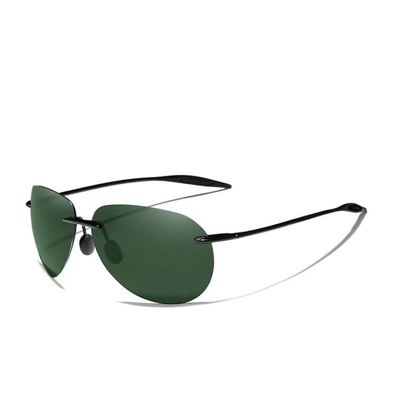 Men's Rimless Aviator Polarized 'Bandit' Metal  Sunglasses