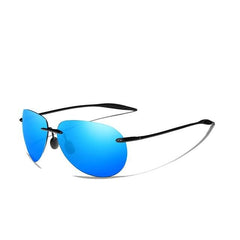 Men's Rimless Aviator Polarized 'Bandit' Metal  Sunglasses