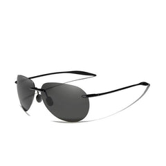 Men's Rimless Aviator Polarized 'Bandit' Metal  Sunglasses