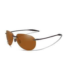 Men's Rimless Aviator Polarized 'Bandit' Metal  Sunglasses