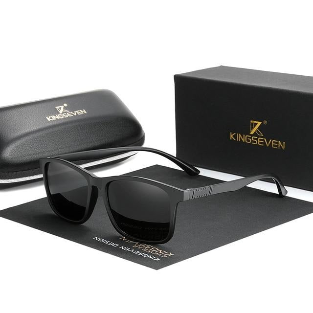 Men's Polarized Rectangular 'Razor's Edge' Plastic Sunglasses