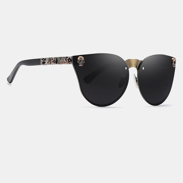 Women's Cat Eye 'Vintage Skull' Metal Sunglasses