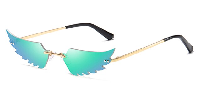 Unisex Rimless 'Angel Demon Wings' Metal Sunglasses