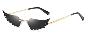 Unisex Rimless 'Angel Demon Wings' Metal Sunglasses