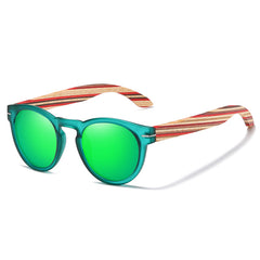 Men's Round Polarized 'Buzz' Wooden Sunglasses