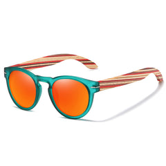 Men's Round Polarized 'Buzz' Wooden Sunglasses