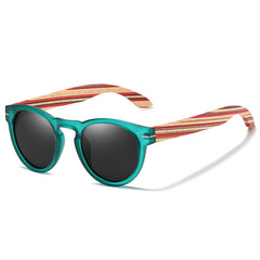 Men's Round Polarized 'Buzz' Wooden Sunglasses