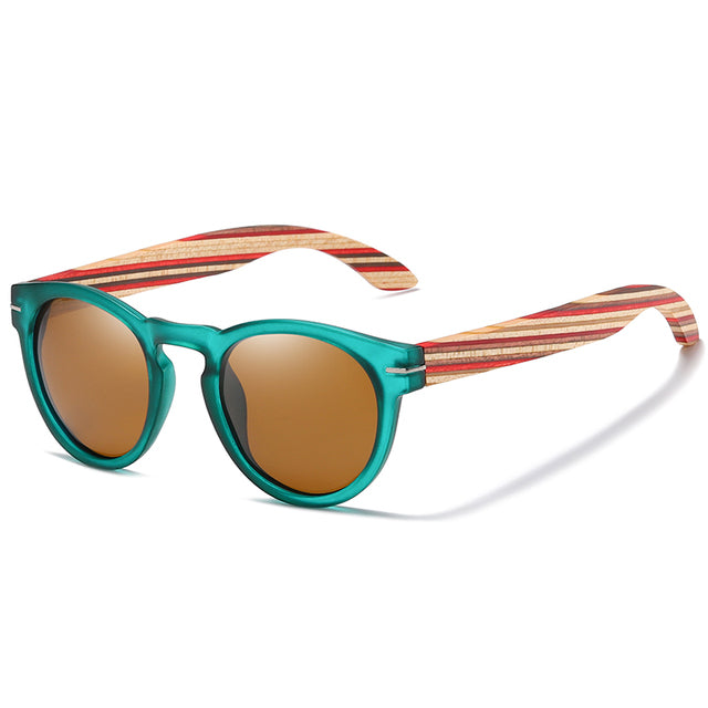 Men's Round Polarized 'Buzz' Wooden Sunglasses