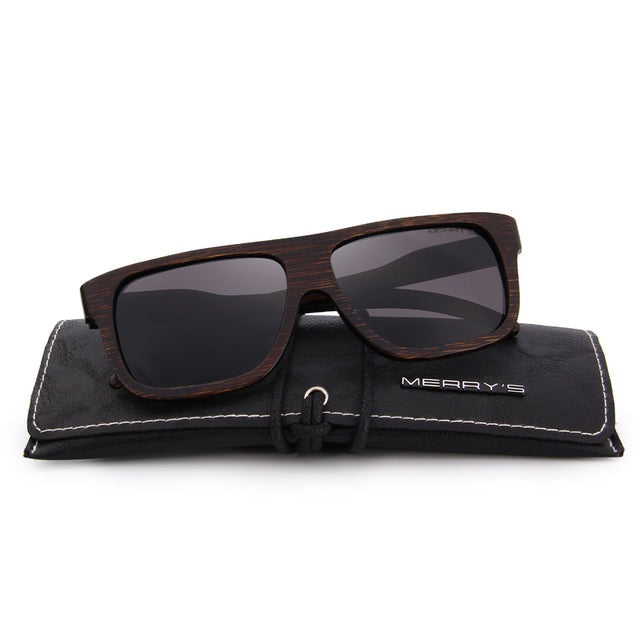 Men's Square Polarized 'Ambush' Wooden Sunglasses