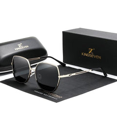 Women's Polarized Square 'New Regime' Metal Sunglasses