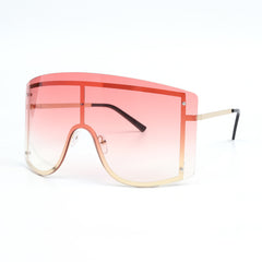 Women's Oversized Rimless Rectangle 'Pellucid' Metal Sunglasses