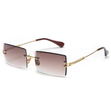 Women's Small Rimless Rectangular 'Peekaboo' Metal  Sunglasses