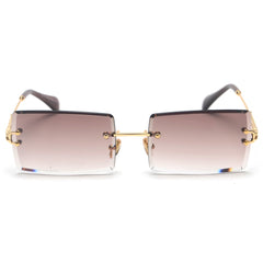 Women's Small Rimless Rectangular 'Peekaboo' Metal  Sunglasses