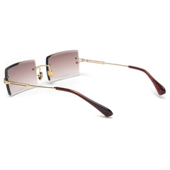 Women's Small Rimless Rectangular 'Peekaboo' Metal  Sunglasses