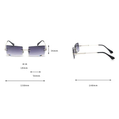 Women's Small Rimless Rectangular 'Peekaboo' Metal  Sunglasses