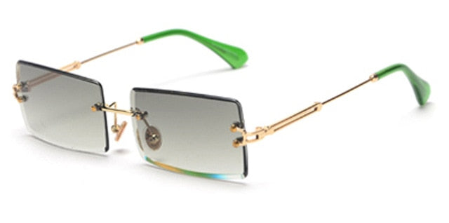 Women's Small Rimless Rectangular 'Peekaboo' Metal  Sunglasses